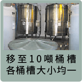 久司巴西酵素熟成過程3.移置10頓桶槽，各桶槽大小均一