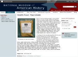 美國國家歷史博物館名人堂保存與展示Macrobiotic Diet長壽養生法